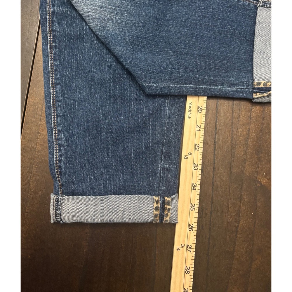 White House Black Market Girlfriend Jeans Distressed Leopard Print Patch Size 14 - Picture 9 of 9